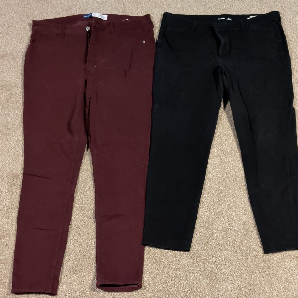 Old Navy 16 Tall Maroon Jeans and Black Pixie Cut